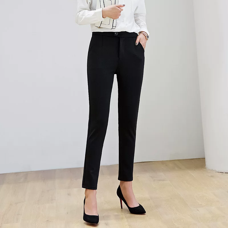 Пасмурный (оригинал: Autumn fitted black trousers, elastic suit for leisure, 2018, Korean style, high waist, tight)