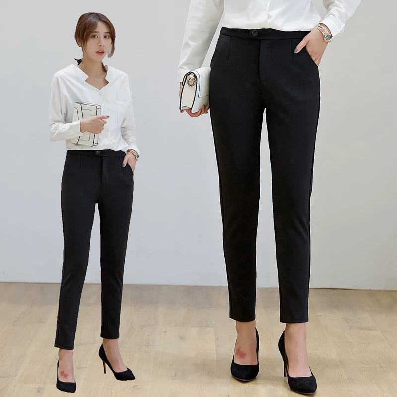 Пасмурный (оригинал: Autumn fitted black trousers, elastic suit for leisure, 2018, Korean style, high waist, tight)