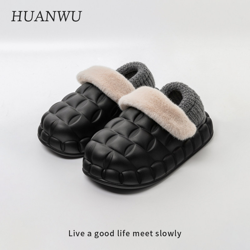 Waterproof cotton slippers men winter light luxury wind bag heads warm and removable room home non-slippery couple woman