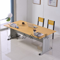 Library reading table school steel wood reading table reading room table fireproof panel reading table steel frame conference table