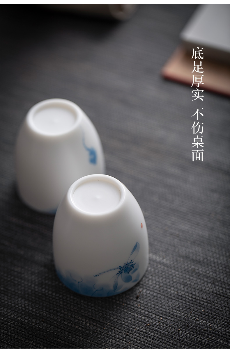 MaiTao kung fu tea cups of jingdezhen ceramic sample tea cup hand - made bluish white porcelain tea cups personal single CPU