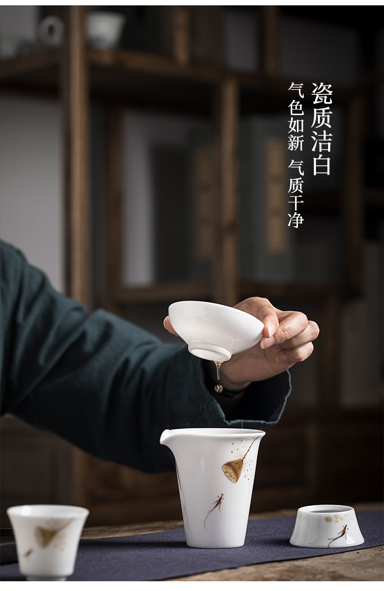 MaiTao hand - made kung fu tea set suit household contracted blue and white porcelain ceramic dehua white porcelain tea set. A complete set of tea cups