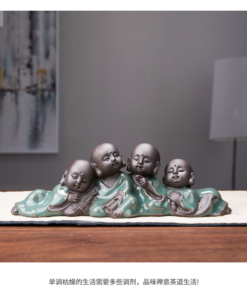 MaiTao elder brother up to the young monk tea pet home office mini zen maitreya tea tea elder brother up accessories furnishing articles