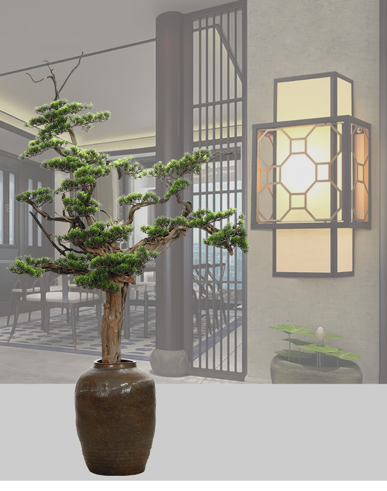 New Chinese style household furnishing articles MaiTao guest - the greeting pine bonsai four seasons hotel corridor green plant porch decoration