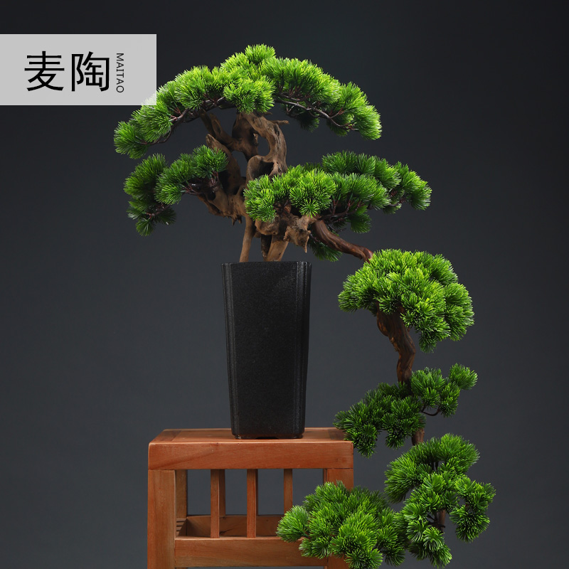 Wheat Pottery Retro Emulation Greet Pines Bonsai Home Swing Accessories Living-room Genguan Soft Fit Green Plant-style Ceramic Pendulum