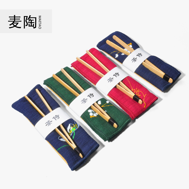 MaiTao hand - made cotton and linen table flag tea towel tea bamboo tea, enjoy tea holder ChaGa kung fu tea set spare parts