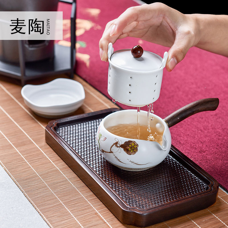 MaiTao on - board, hand - made up with lazy semi - automatic portable travel kung fu tea set four cups suit with a pot of tea tray