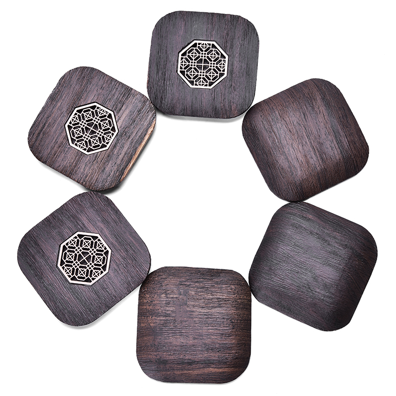 MaiTao kung fu tea tea tray parts small cup mat heat insulation cup mat ebony wood, bronze saucer