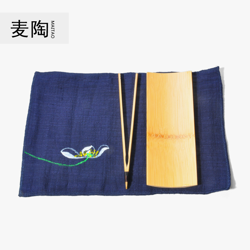 MaiTao hand - made cotton and linen table flag tea towel tea bamboo tea, enjoy tea holder ChaGa kung fu tea set spare parts