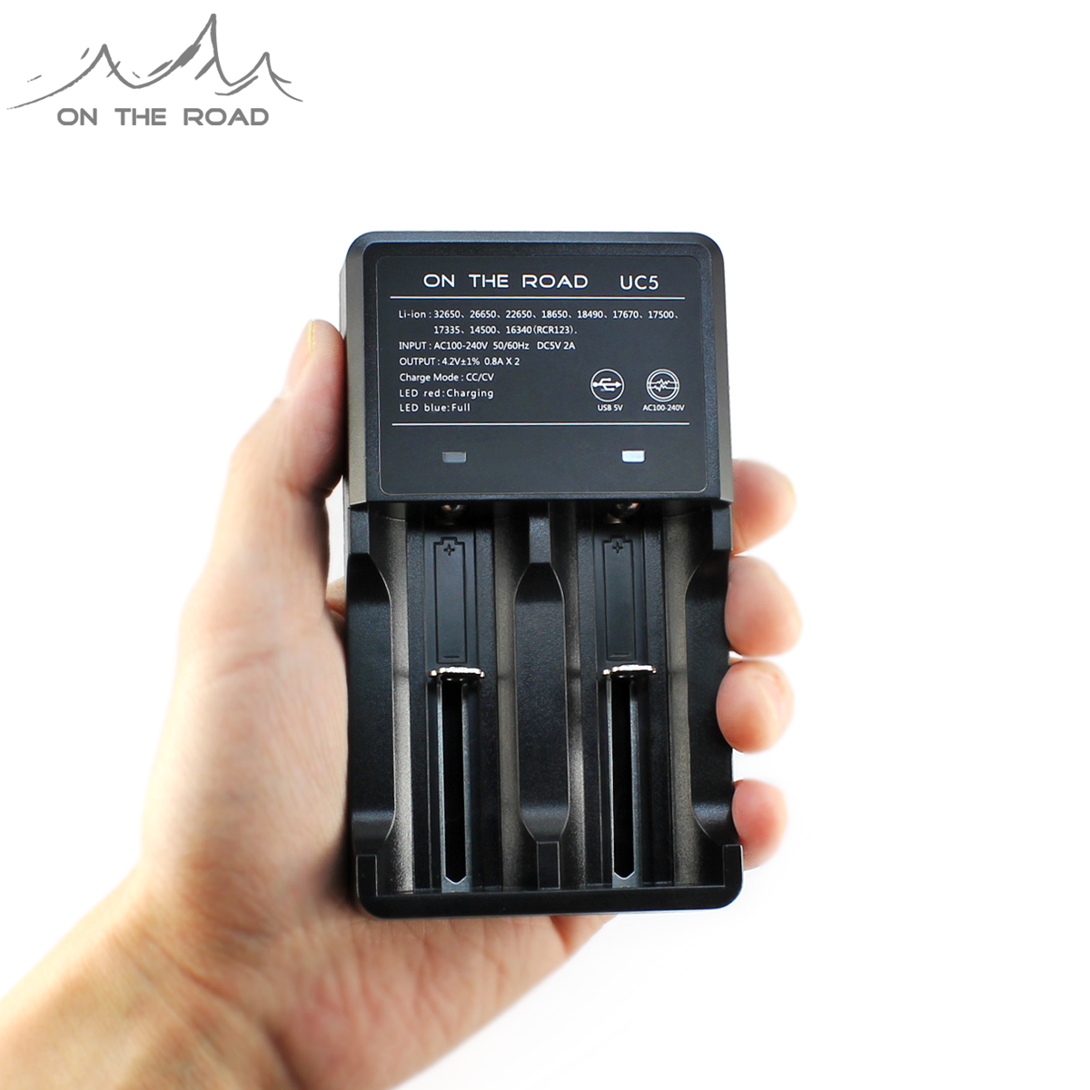 On the road UC5 smart 26650 dual charge MicroUSB lithium battery charger car 18650 charger