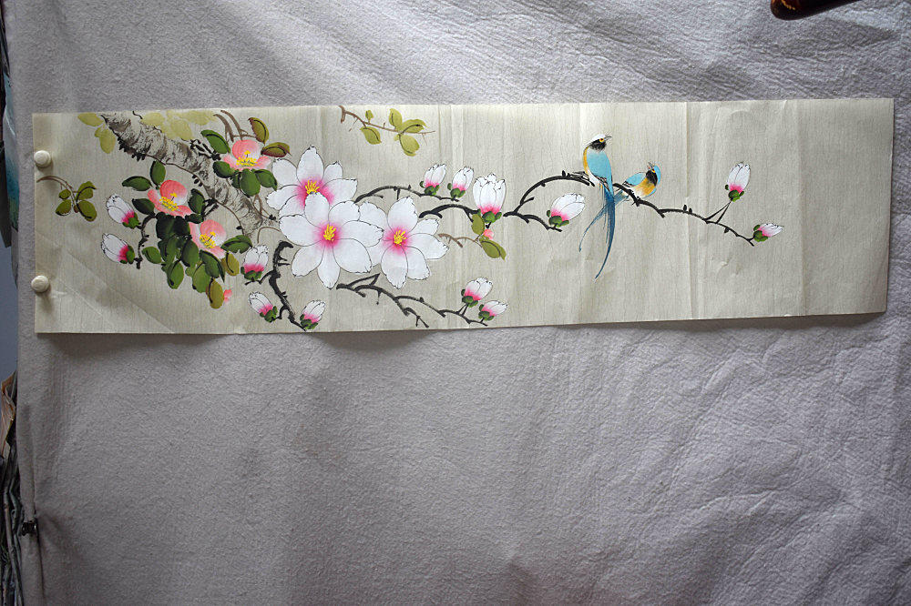 Meiqi Academy of Painting four feet folio 1 4*0 35 meters lowercase Italian pure hand-painted Chinese painting calligraphy and painting Yulan