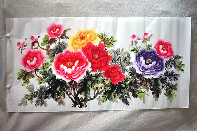 Meiqi Painting Academy four feet 1 4*0 7 meters pure hand-painted peony Luoyang peony blossom rich professional painter