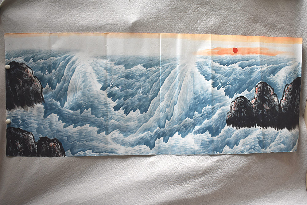 Meiqi Painting Academy Small 6 feet 1 8*0 7 meters Landscape sea rich water long flow pure hand-painted cornucopia sea water