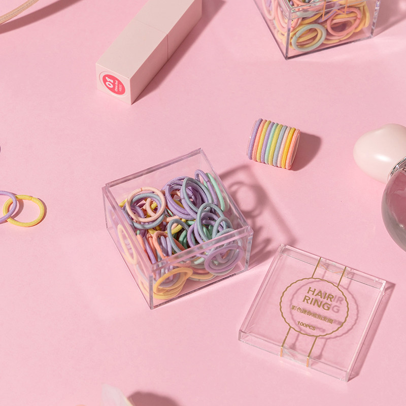 miniso name Innovative Color Mini Ring Hair Ring Leather Rope Rubber Fascia Handmade Girl Net Red 100 dress