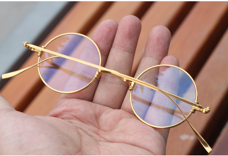 Cá tính retro kính titan tròn gọng kính Cộng hòa Trung Quốc Hoàng tử gương khung gọng kính nam dây vàng gọng kính tròn mắt kính rayban