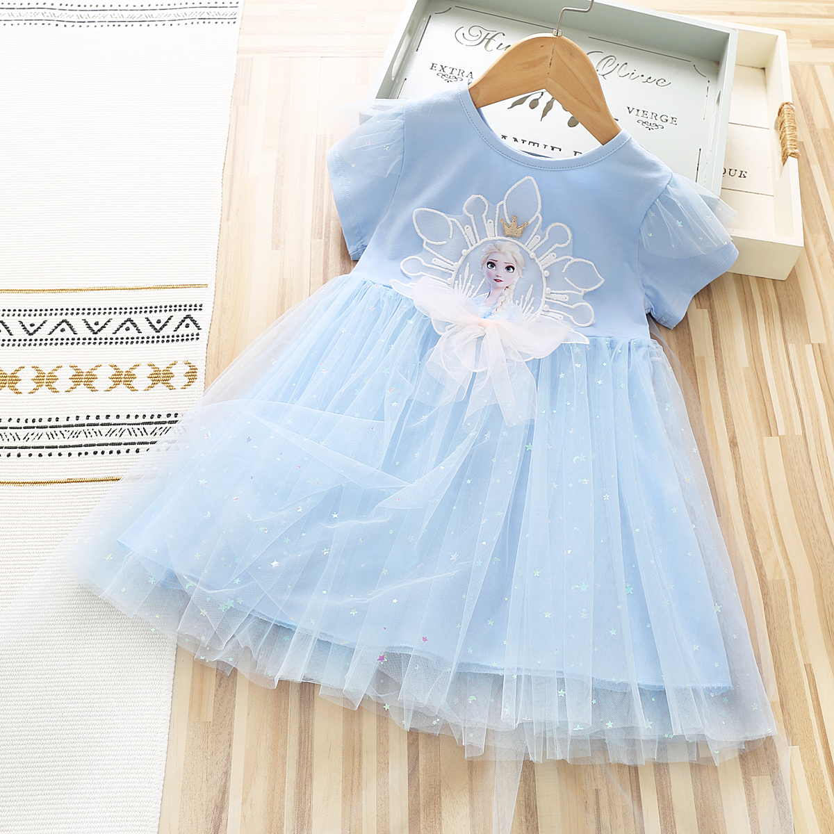 Girls dress summer new children's Aisha princess dress frozen children's baby cotton dress skirt