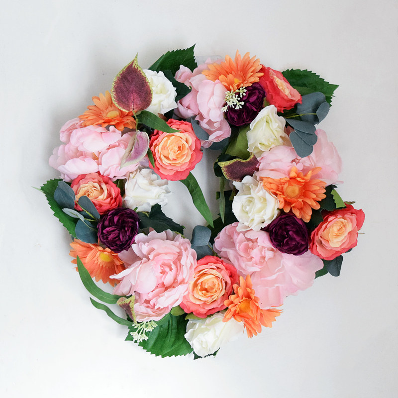 50cm flower ring door hanging adornment wall simulation flower hanging decoration embroidered ball fake floral door decorated shop window pendant props