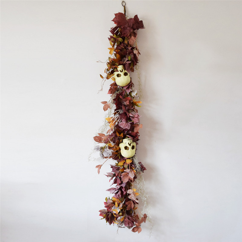 Halloween Decorations Terror Props Fake Bones Plastic Skeleton Pendant Human Skeletons Models Emulated Flowers Maple Leaf Vines