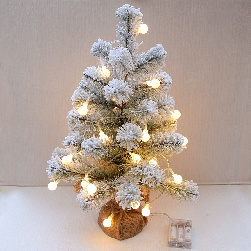 Mini-Christmas tree Home decorations 50cm Small table swing pieces emulated pine needles falling snow Encryption white potted plants
