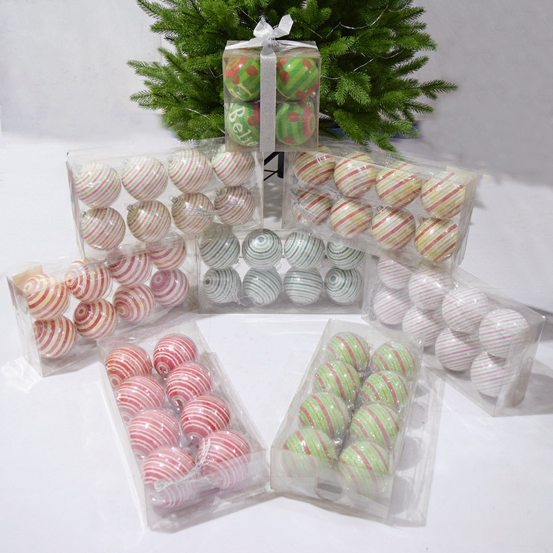 8cm Foreign Trade Jersey Christmas Balls Pendant Decoration Jersey Christmas Tree Pendant Red Green Stripes Hangings Shop Window Arrangement Pendulum