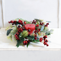 Candlestick swing piece European-style romantic table decoration emulation pine needles Berber cliff Christmas berries Blossom Ring Pine Fruits Fake Fruits and vegetables