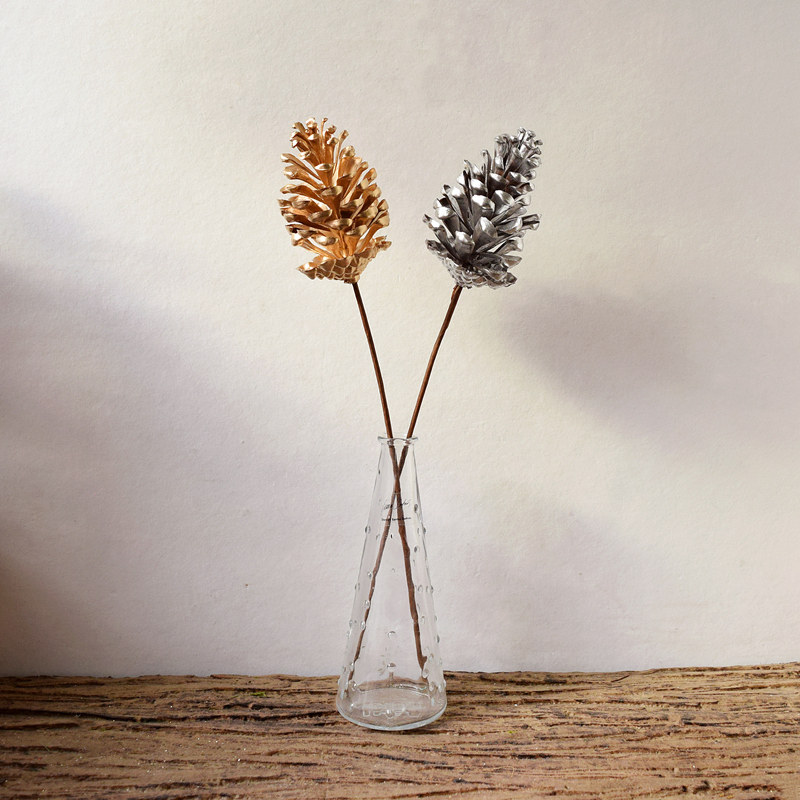 Pine Nuts Ornaments Plastic Matta Golden Christmas Decorations Emulated Silver Inserts Hand Diy Material