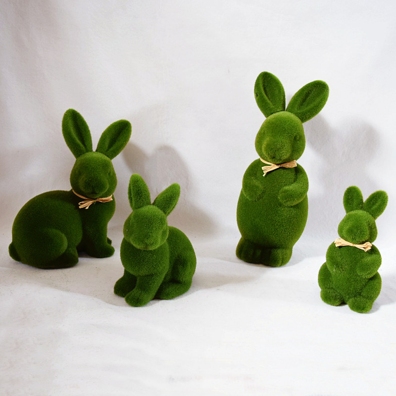 Emulation Short Suede Moss Easter Bunny Living Room Desktop Small Swing Piece Cute Adornment Easter Rabbit