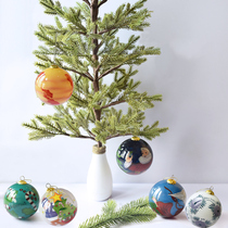 8cm Christmas Ball Decorative Pendant Transparent Glass Ball Hollow Pendant Shop Window Props Colored Drawing Pattern Plated Petals