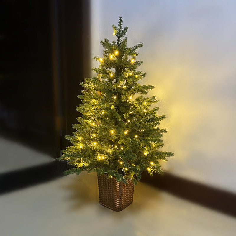 Emulation Small Christmas Tree Potted Plant Swing Piece PE Encrypted Christmas Tree Shine Eco-friendly Scene Arrangement Home