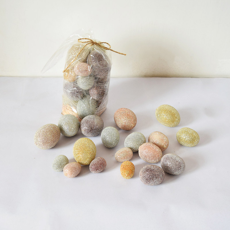 Easter egg decoration simulation green leaf single branch soft table decoration diy handmade easteregg