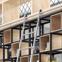 Bookshelf Mobile 304 Stainless Steel Slide Home Indoor Loft Library Bed Multifunctional Bookcase Ladder