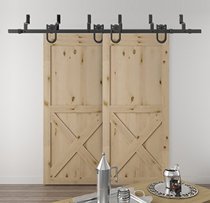  Horseshoe-shaped front and rear double-open American barn store inner sliding door Study door compartment hanging rail