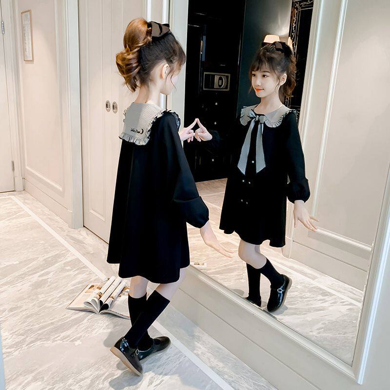 Hong Kong girls' dress spring 2021 new children's western style princess skirt little girl Korean version of the big children's skirt