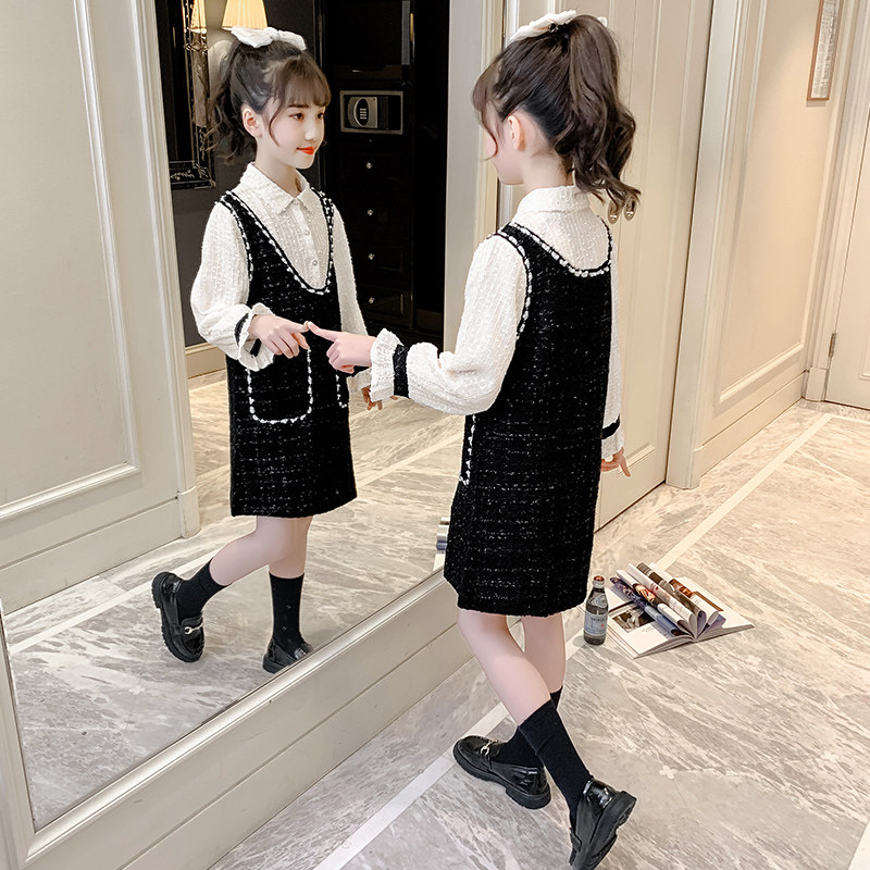 Hong Kong tide brand girl's dress spring dress 2021 new children's Western style children's dress skirt girl Korean version of the princess skirt