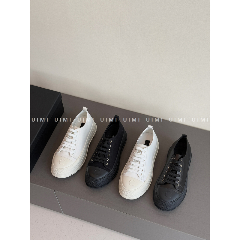 Uimi/Comfort and Aesthetics Coexist! 26Ss Shell-Toe Thick-Soled Solid Color Lace-Up Casual Flat Sneakers Uimi/Comfort and Aesthetics Coexist! 26Ss Shell-Toe Thick-Soled Solid Color Lace-Up Casual Flat Sneakers