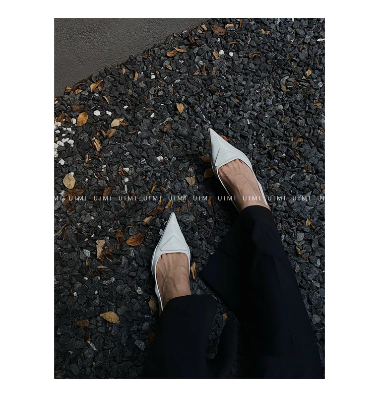 Uimi/One Word! Stable! 24Ss New Style Open-Toe Beaded Cowhide Pointed Toe High-Heeled Sandals for Women with Back Strap Uimi/One Word! Stable! 24Ss New Style Open-Toe Beaded Cowhide Pointed Toe High-Heeled Sandals for Women with Back Strap