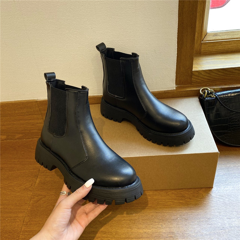 Thick-soled Martin boots women's mid-tube explosive style 2022 new boots women's short boots spring and autumn plus velvet thin Chelsea boots - Taobao