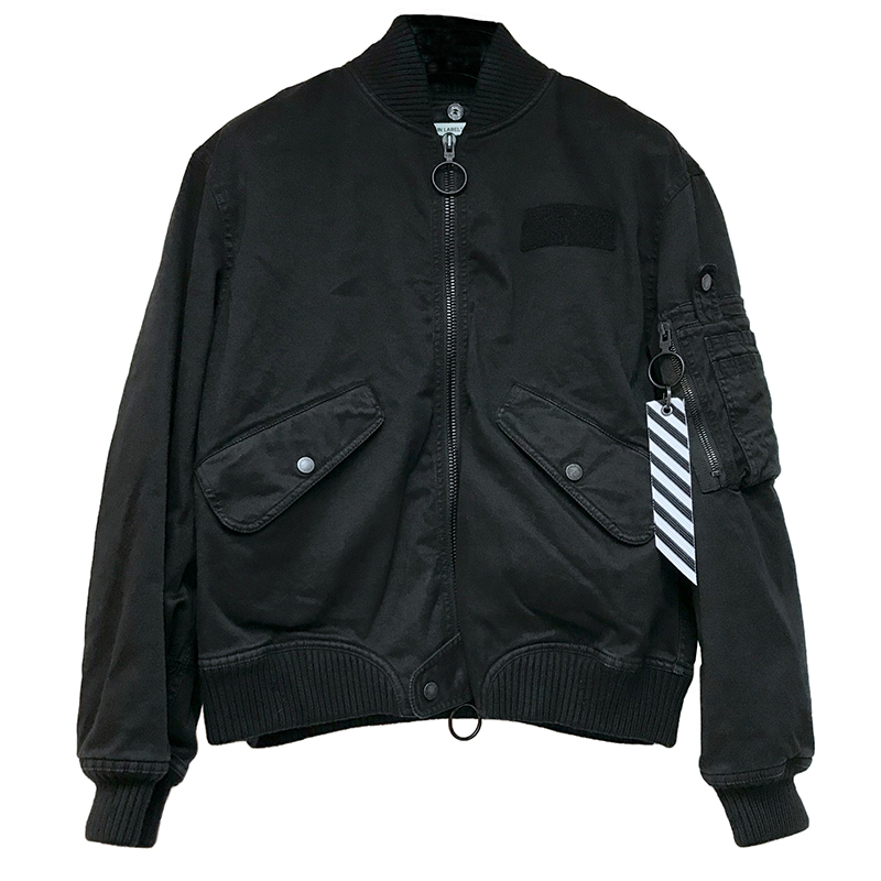 Off-White C/O Virgil Abloh 18Fw Arm Ribbon Black Bomber Jacket