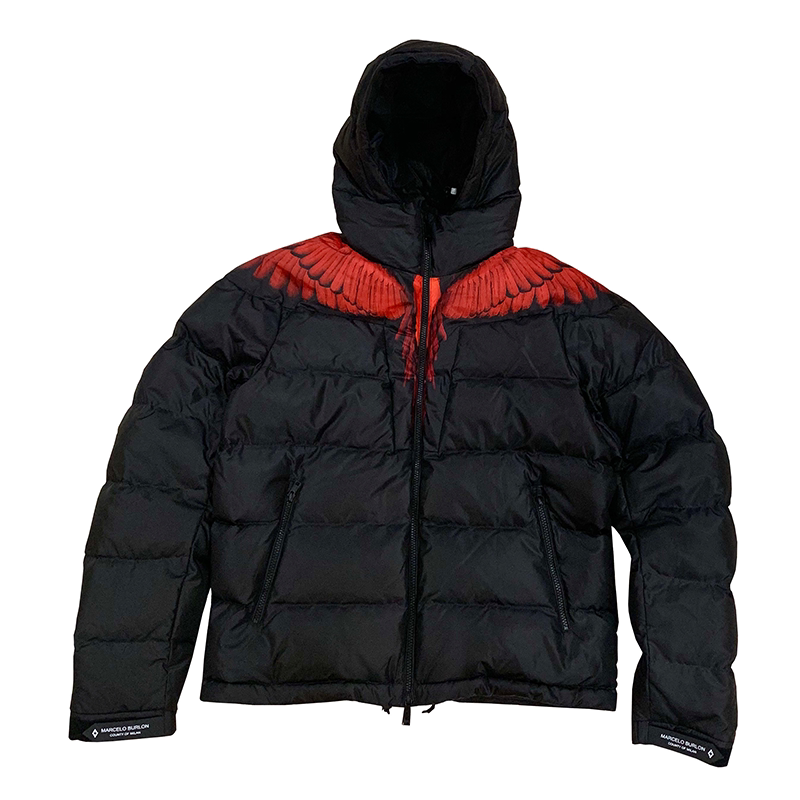 Marcelo Burlon Feather Red Wings Black down Jacket Coat Jacket
