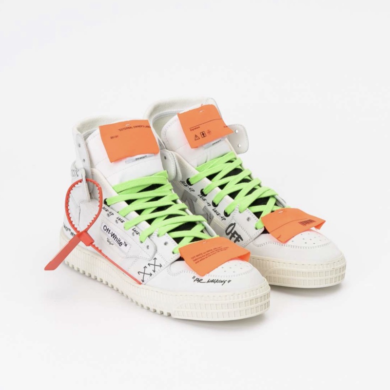 Off-White C/O Virgil Abloh 20Ss Graffiti Embroidered Letter Patch White High-Top Shoes
