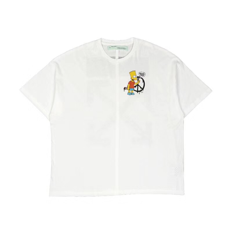 Off-White C/O Virgil Abloh 19Ss Simpson Anti-War Arrow White Short-Sleeved T-Shirt Tee