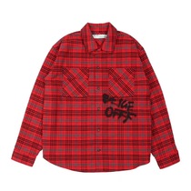 OFF-WHITE c o VIRGIL ABLOH 19FW SPRAY-PAINTED GRAFFITI LETTERS RED Plaid SHIRT JACKET