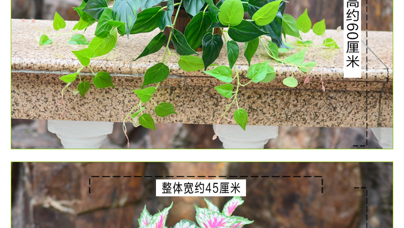 Cây mô phỏng cây giả cây xanh trong nhà và ngoài trời trang trí tường trong chậu treo củ cải xanh trồng chậu hoa nhân tạo - Hoa nhân tạo / Cây / Trái cây hoa giả đẹp