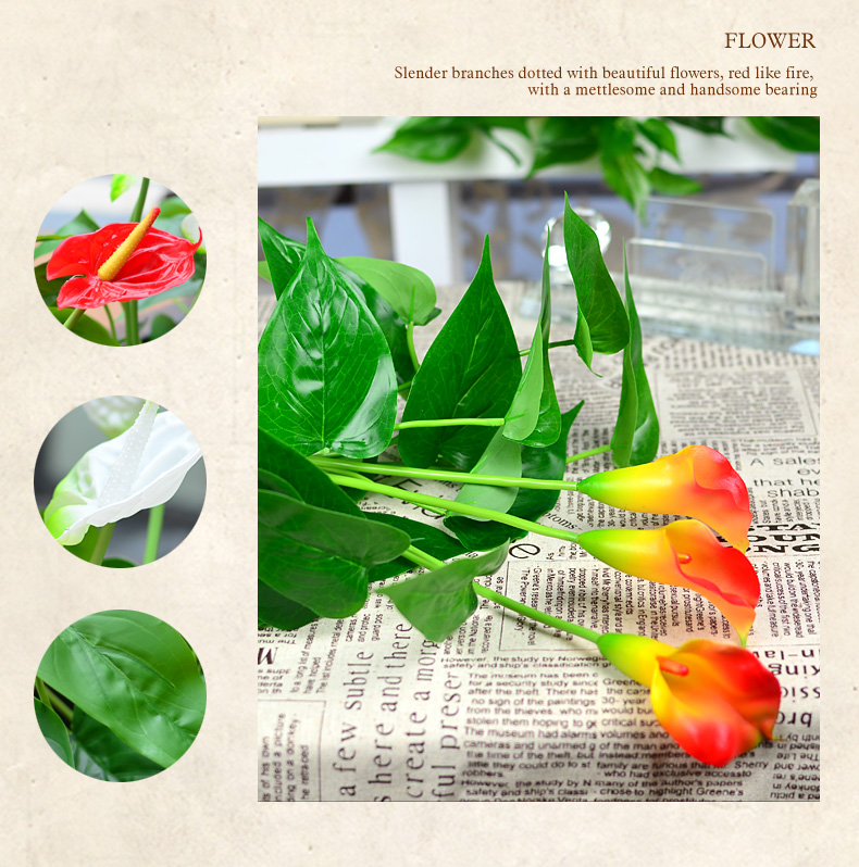 Hoa nhân tạo mô phỏng calla đỏ cọ chậu trồng cây xanh mô phỏng cây trong nhà và ngoài trời trang trí cây hoa lụa đơn - Hoa nhân tạo / Cây / Trái cây cây bàng giả