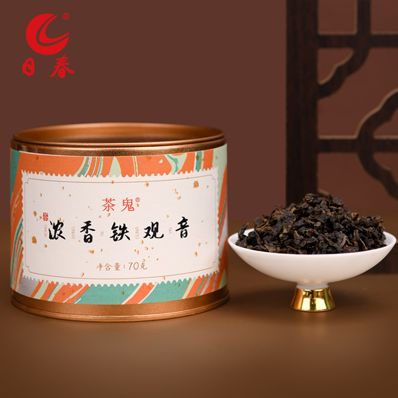 Richun Tea Anxi Tieguanyin (Tea Ghost Strong Fragrant Tieguanyin) Small Round Pot 70g Black Charcoal Roasted Dragon Tea Scattered Tea