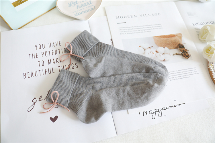 Mùa thu và mùa đông mới bằng da lộn vớ nơ cô gái Nhật Bản vớ còng vớ cotton ấm tất dài cho bé gái