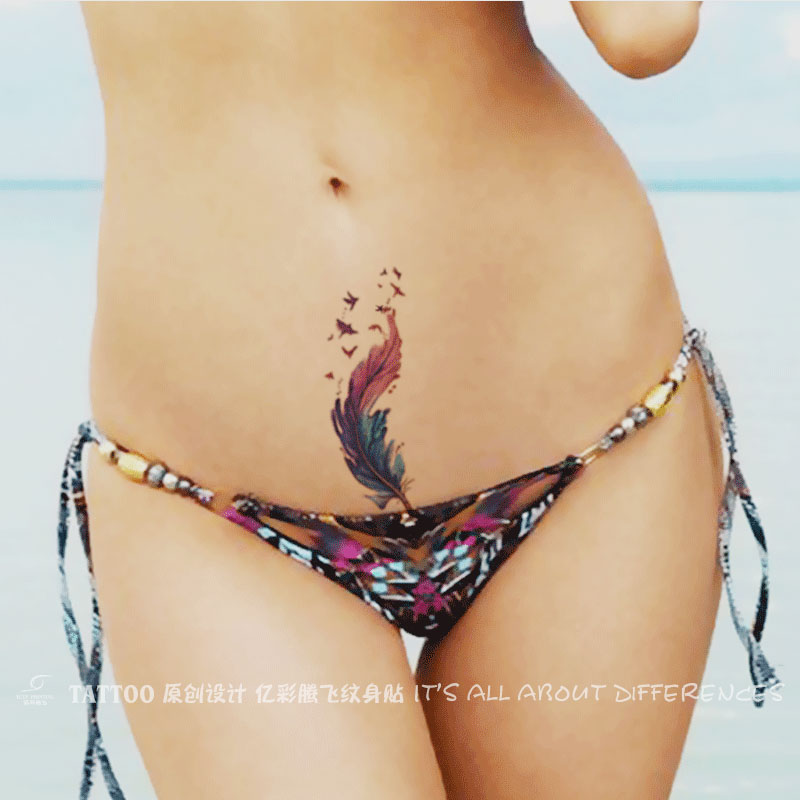 100 million Colored Teng Flying Feather Fly Bird Caesarean section Tattoo Sticker waterproof Scar Cesarean section Persistent Waterproof Tattoo Sticker Lasting