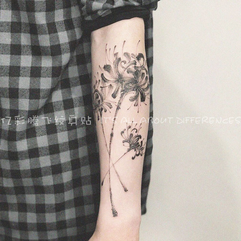 億彩騰飛彼岸花紋身貼花臂紋身貼紋身貼男花朵紋身貼紙原創防水 露天拍賣