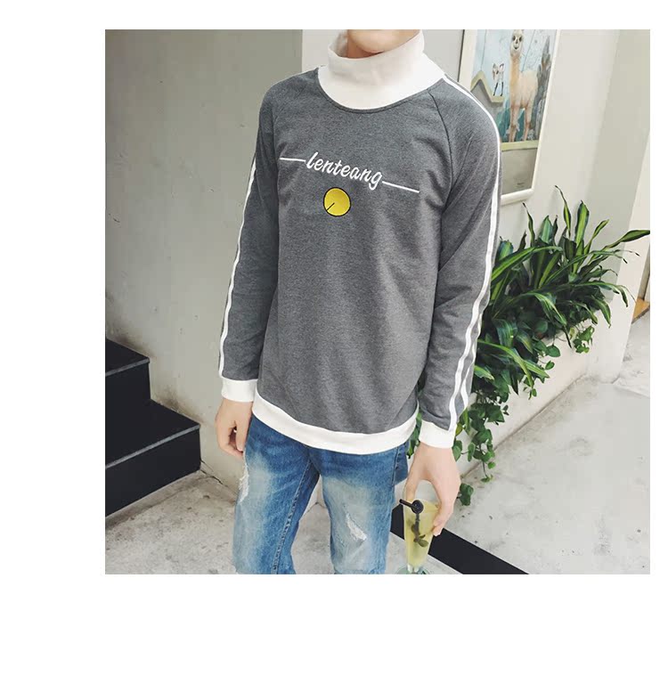 [Full 59] Mùa thu 2018 mới dành cho nữ sinh viên trẻ trung thêu cổ cao xu hướng áo len giản dị áo hoodie màu xanh dương