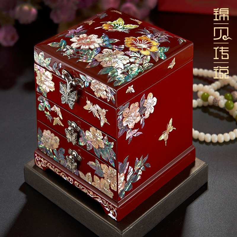 Brocade Legend Snail Platinum Lacquered Ware First Decorated Box Drawer Wedding Gift Multilayer Large Capacity Containing Bracelet Ornament Box